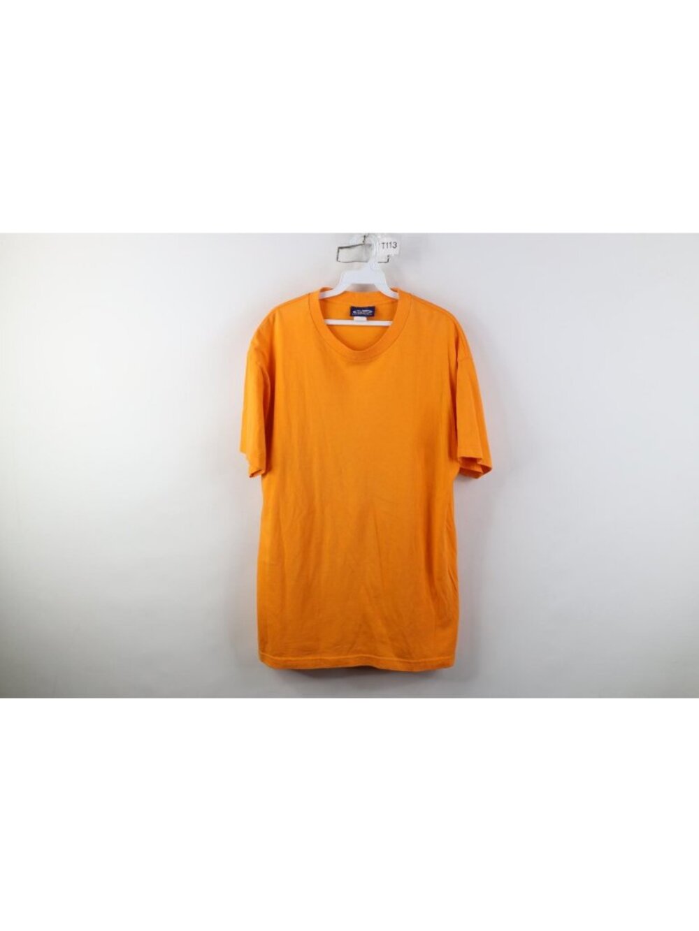 Vintage 90s Streetwear Mens Large Faded Blank Cotton Short Sleeve T-Shirt Orange
